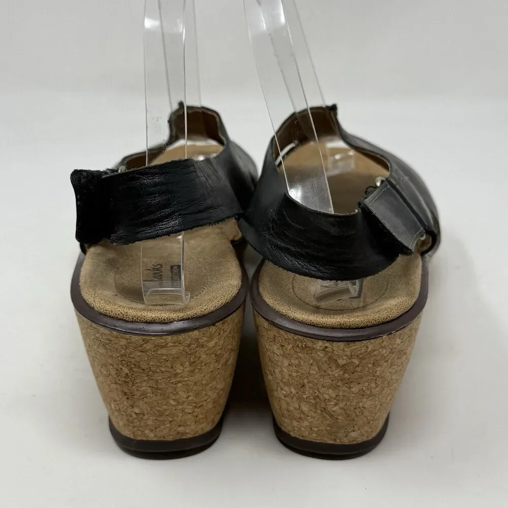 Clarks Rosemund Dune Platform Wedge Sandals Womens 8.5 Black Slingback Boho Chic